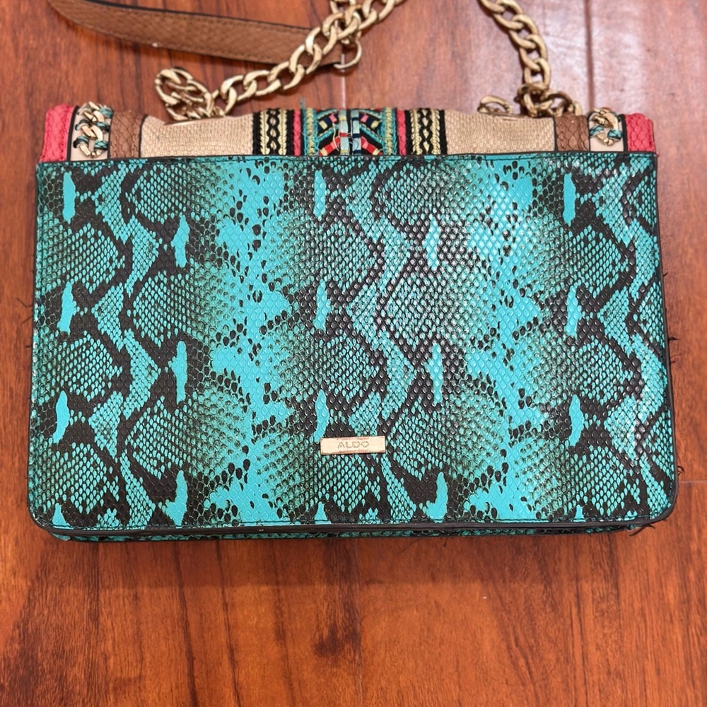 Aldo Red and Cream Crossbody Bag with Chain Detail - Picture 2 of 7